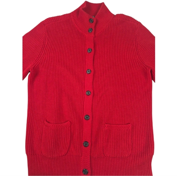 Lauren Ralph Lauren 100% Cotton Knit Button Up Cardigan Sweater Women's XL Red - Picture 2 of 7